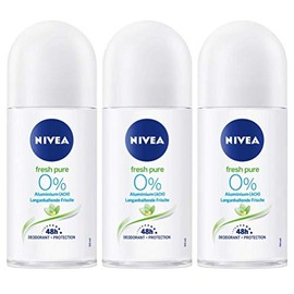 Nivea Fresh Pure Roll-On Deodorant 0% Aluminum Salts- PACK OF 3 X 50 ml ea