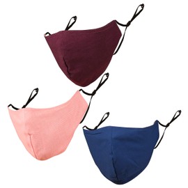 Touchstone Denim look Adjustable filter pocket double layer cotton face mask reusable washable for men, women (Pack of 3). Blue Beby Pink Nevy Blue