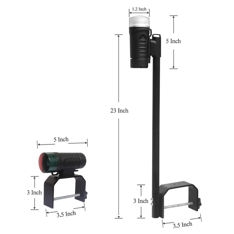 Sebnux Portable Battery Power Boat Navigation Light - Bow and