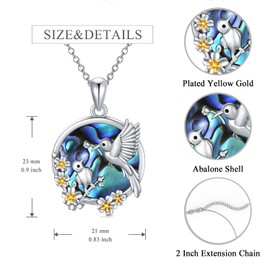 Flpruy Hummingbird Necklace Sterling Silver Hummingbird Pendant Jewelry Gifts for Women