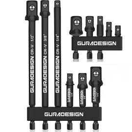 GURADESIGN 11-Piece Impact Socket Adapter Set for Drill, 3-Inch and 6-Inch Hex Shank Impact Driver Socket Adapter, Socket to Drill Adapter 1/4" 3/8" 1/2" Impact Driver Adapter