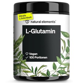 natural elements L-Glutamine Powder, 500 g, Pure L-Glutamine, Tasteless, Vegan, High Dosage, No Additives, Developed in Germany