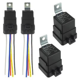 EPLZON 5 PIN 40/30 AMP 12V DC SPDT Waterproof Relay Heavy Duty 14 AWG Tinned Copper Wires with Harness Kit for Boats Auto Fan Cars(Pack of 2pcs)