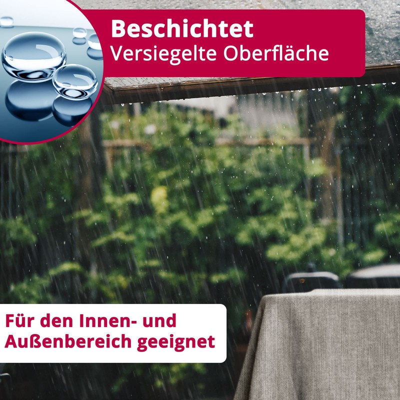 DecoHomeTextil Oilcloth, Waxed Tablecloth, Garden Tablecloth, Robust Linen Embossing, Washable,