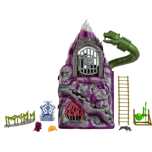 Masters of the Universe Origins Playset Snake Mountain with 2 Figures, Snake and Wolf Head, Dungeon and Skeletor Throne, Escape Tunnel