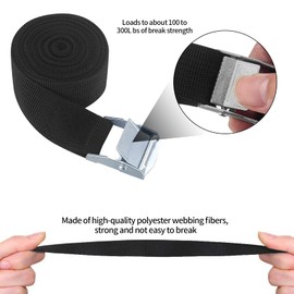 2m Tie-down Straps, 8 Pcs Short Ratchet Straps with Clamps, Adjustable Securing Straps with Buckles, Fastening Belts for Bike Racks/Car/Bicycle/Hand Truck/Motorcycle/Luggage (Black)