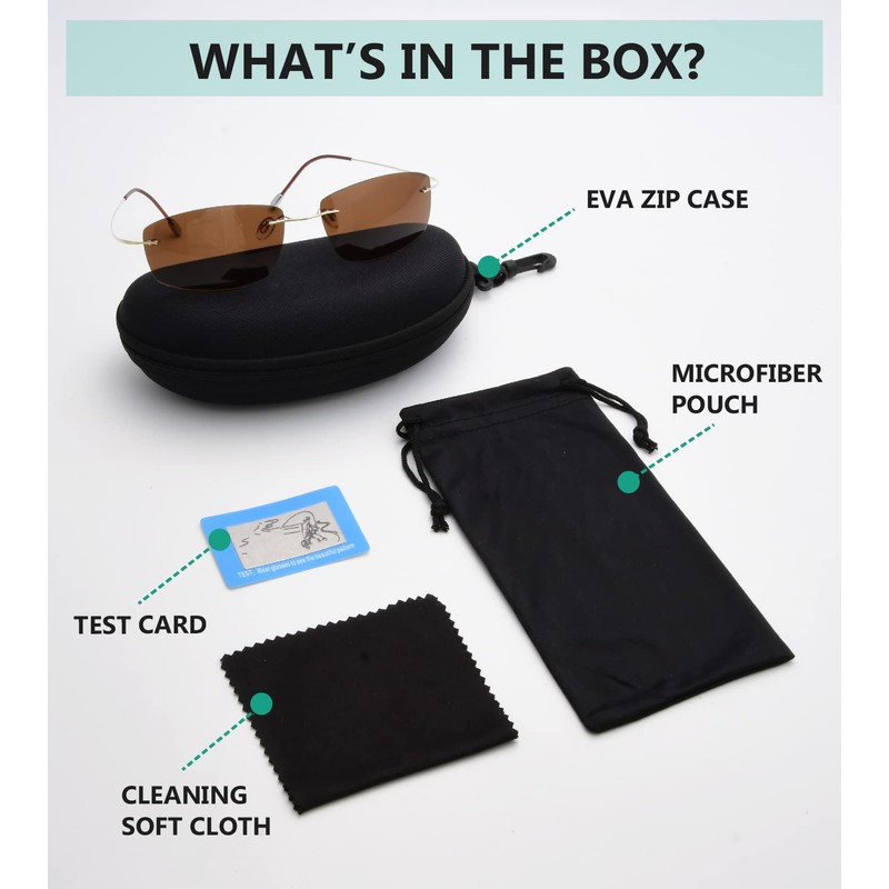 Eyekepper Rimless Titanium Frame Polarized Sunglasses Blue Lens