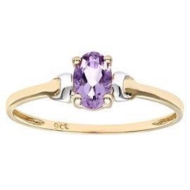 Citerna 9 ct Yellow and White Gold Amethyst Birth Stone Ring - Size U