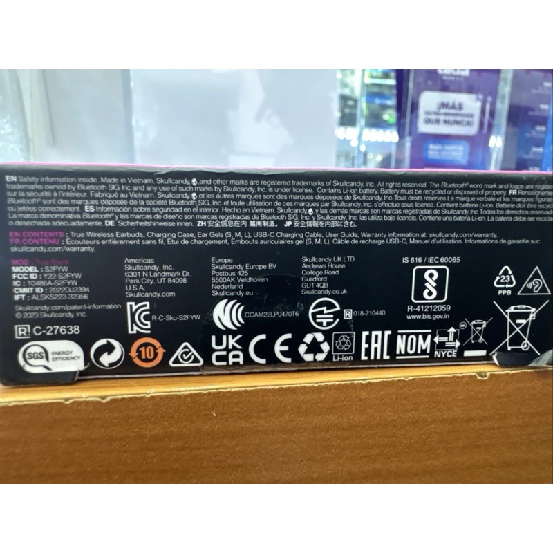 Skullcandy Mod True Wireless Bluetooth Headphones Black 34hour Charge