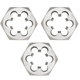 3PCS 1/4"-18 NPT Round Die, Machine Thread Right Hand Threading Die, Carbon Steel Manual Pipe Threading Kit, Screw Thread Cutting Die, Hexagon Pipe Die