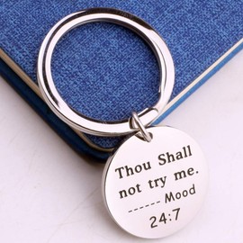 Thou Shall Not Try Me Keychain Funny Sarcastic Nerdy Gift (Keychain)
