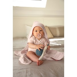 LÄSSIG Children's Hooded Towel Cotton 90 x 90 cm Muslin Hooded Towel Powder Pink