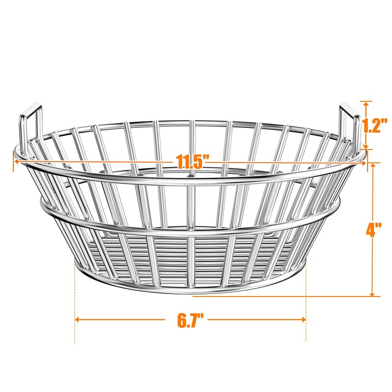 onlyfire Charcoal Ash Basket Fits Medium Big Green Egg, Stainless
