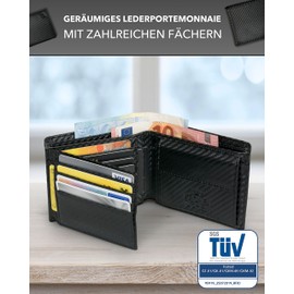 Kronenschein® Premium Men’s Wallet Made of Nappa Leather, RFID Protection, carbon