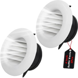 Wadoy 4 Inch Soffit Exhaust Vent Kit for Bathroom Exhaust Fan, Round Vent Cover Air Vents with Built-in a Fly Screen for Bathroom Office Home Eve Dryer Vents