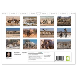 ETOSHA – Namibia Highlights (Wandkalender 2026 DIN A4 quer), CALVENDO Monatskalender