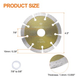 HARFINGTON 10pcs Diamond Saw Blade 4.5" Dia 7/8" Arbor Circular Cutting Wheel with 7/8" to 5/8" Arbor Adapter Reducer Ring for Masonry Tile Marble Ceramics Concrete Cement Brick, Light Khaki