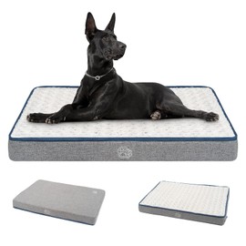EMPSIGN Reversible Cool and Warm Dog Bed for Crate Pad, Pet Beds with Washable and Removable Cover, Dog Crate Beds Sleeping Mats, Beds for Dogs Crate for Large Medium Small Dogs, Grey