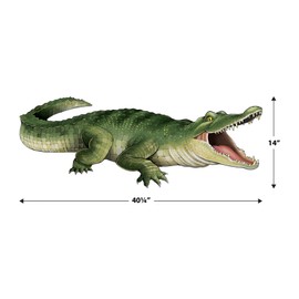 Beistle Jointed Crocodile Decoration, One-Sided Printed Reptile Cutout Wall Décor for Australian, International, Zoo Animal Birthday or Mardi Gras Party Themes, 14" x 3' 4.25”