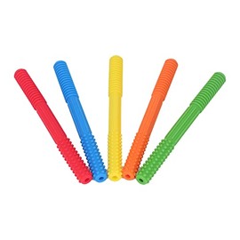 5 UdsTubos de Dentición para Bebés, Juguete, Silicona Resistente a Mordeduras, 5 Colores, Pajita para Masticar Bebés paras Bebnés, niños Pequeños y niñas