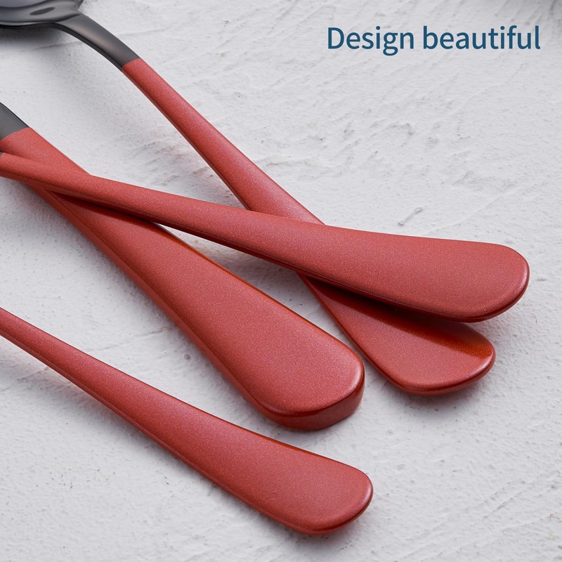 Onlycooker 20-Piece Red Silverware Set 18/0 Stainless Steel Black Silverware