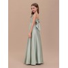 WDCVGTR Champagne Straps Junior Bridesmaid Dress for Wedding Satin Bow