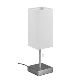 Reality Leuchten Ole R51061007 Table Lamp Metal Matte Nickel Shade White Fabric Shade Excl. 1x E27 USB A & C Socket