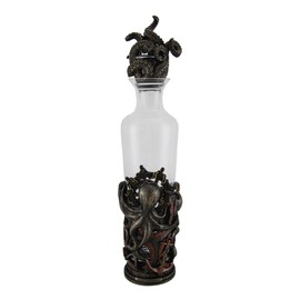 Resin And Glass Liquor Decanters High Seas Spirit Nautical Steampunk Octopus Glass Spirit Decanter 3.75 X 16 X 3.75 Inches Bronze
