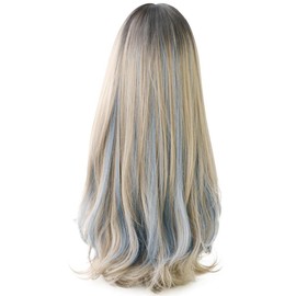 HUAISU Long Black Wig With Bangs Natural Hair Wig for Women Cosplay Wig (Blonde)