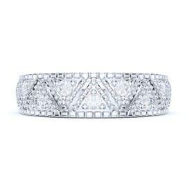 PRSTANI 5.5mm Wide Sterling Silver Vintage Milgrain Simulated Round Brilliant Cut Diamonds Unisex Wedding Ring (6.5)