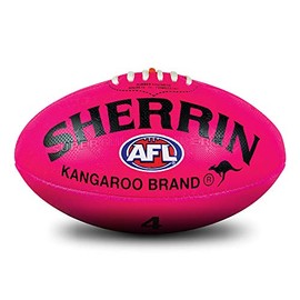 Sherrin Kangaroo Brand Synthetic AFL Football, Pink, Size 4