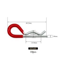 Yoliko 10 Pcs Heavy Duty Hitch Pins Clip R Clips Spring Retaining Wire Hair Pins Cotter Pin Strong Spring Rubber-Coated Grip R Clip for Trailer Tractors Mower Carts Truck Pin Clip M3x60mm