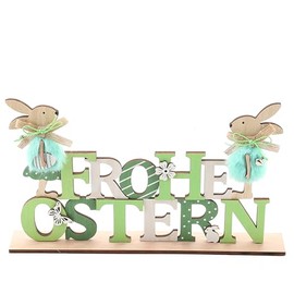 DAHI Wooden Easter Decoration Stand Easter Bunny Decoration Wooden Easter Decoration Wooden Rabbit Decoration Stand for Easter, Easter Decoration (Frohe Ostern)