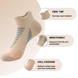 SERISIMPLE Low Cut Performance Cotton Viscose Bamboo Socks Athletic Cushion Compression Wicking Running Men Women 3 Pairs (US, Alpha, Medium, Regular, Regular, Assorted2)