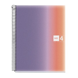 Miquelrius - A4 Notebook Squared 5mm 120 Sheets 70gsm 4 Coloured Stripes Spiral Bound Polypropylene Cover 4 Holes Notebook A4 Aurora Provence