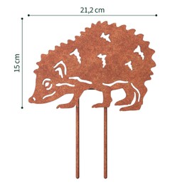 VERDOBA Hedgehog Garden Decoration Rust - Hedgehog Garden Stake Rust - Hedgehog Garden Figure as Rust Decoration for Garden - Autumn Decoration Made of Sturdy Iron with Rust Patina - Rust Decoration