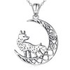 Ladytree Wolf Moon Necklace 925 Sterling Silver Pendant Jewelry for