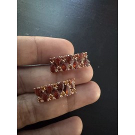 Unbranded 585 14K RG Rose Gold Stamped Cognac Orange Allure Stud Earrings
