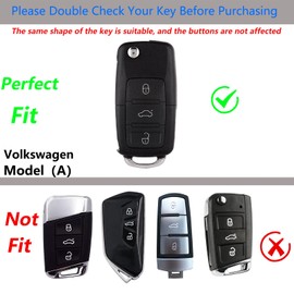 SLAKNOK for Volkswagen Key Fob Cover with Keychain,Stylish and Durable Zinc Alloy Protection Key Case Compatible with VW Golf GTI Jetta Passat Tiguan Beetle Polo MK6 Key Shell Accessories