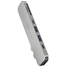 Elecom USB Type-C Hub Docking Station for MacBook, 7-in-2, PD Compatible (100W), Thunderbolt 3, Type-C x 1, Type-C for Data Transfer, USB-A x 2, HDMI, 4K60Hz, SD x 1, MicroSD x 1, Silver DST-C24SV/EC