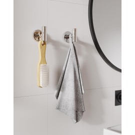 WZKALY Towel Hooks, 2 Pack Wall Mounted Coat Hooks, Stainless Steel Heavy Duty Robe Hooks for Bathroom Kitchen (Chrome)