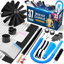 Sealegend 37-Piece 33-Feet Dryer Vent Cleaner Kit, Dryer Cleaning Tools, Omnidirectional Dryer Lint Vacuum Attachment, Dryer Vent Brush, Universal Vacuum & Dryer Adapters (Blue)