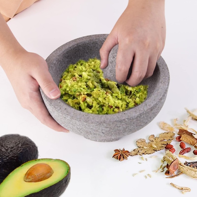 Luvan Large Mortar and Pestle Set,4 Cups Unpolished Granite Natural