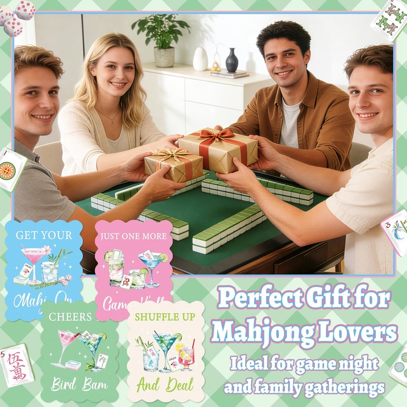 K1tpde 8PCS Funny Mahjong Shuffler Hot Tips Cards with Storage