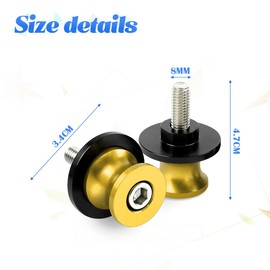 JNNJ 2 Pieces Motorcycle Rear Support Swing Arm Sliders Support, Hard Anodized CNC Swing Arm Spool Stand Swingarm Bobbins, Motorcycle CNC Swing Arm Spool Sliders Stand Swingarm Bobbins(Gold)