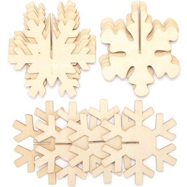 Baker Ross AX403 Snowflake Wooden 3D Decorations - Pack of 6, Christmas Decorations for Kids to Decorate and Display, Ideal Kids Arts and Crafts Project
