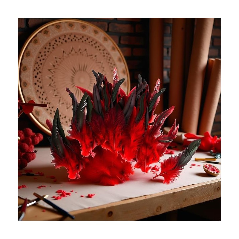 50 Red Feather Nature Feather Carnival Halloween Costume, Handicrafts, Painting