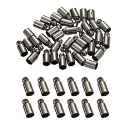 200 tapas redondas de extremo de cordón con tapa de crimpado de lazo para cordón de gamuza de piel para bricolaje, collares, pulseras, conectores de joyería, hallazgos de borla (4 x 9 mm, negro antiguo)