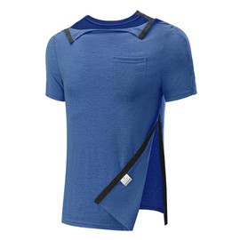 Poriff Men Arm Broken Surgery Shirts Snap Shoulder Therapy Rotator Cuff Recovery Surgical Port Access Clothes Dialysis Clothing Older Gowns