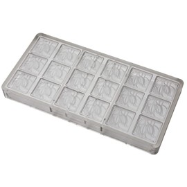 Chocolate World CF0207 Polycarbonate Chocolate Mold with 18 Neapolitan-Cocoa-Bean-Square Cavities 34mm x 34mm x 4mm High